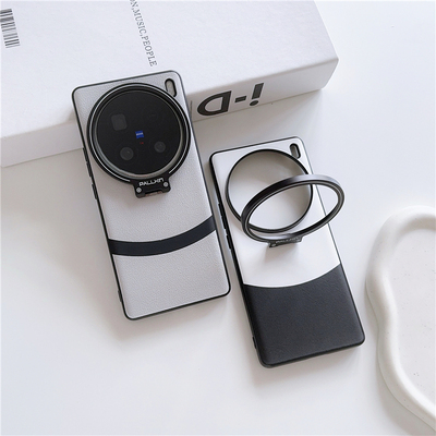 适用vivox100spro手机壳x200高级感熊猫色金属一体隐形镜头框支架VIVOX100ultra皮纹浅紫色x200s防摔保护女潮