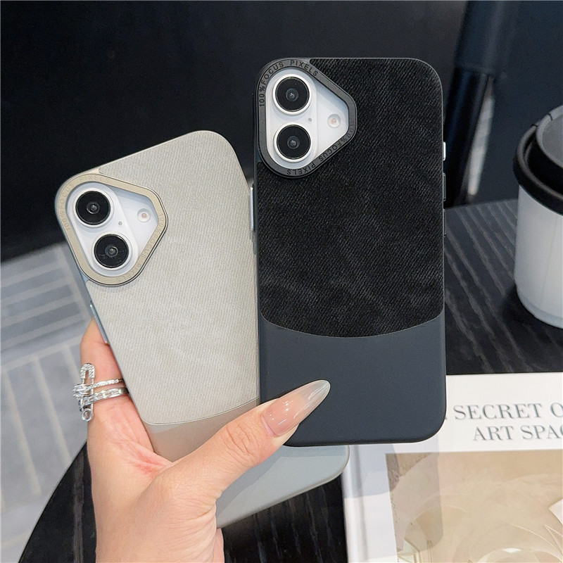适用于苹果16promax手机壳拼色法兰绒布iphone15promax全包防摔14小众高级感超细纤维纹13保护套12PM男女新款