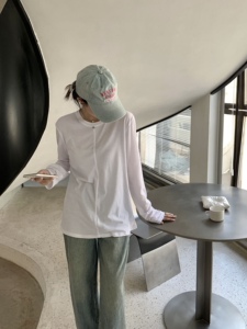 trielyol新款欧货薄款纯色T恤女长袖设计感小众内搭打底衫上衣潮
