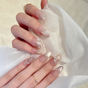 中长款 纯手工穿戴甲2025新款 高级感珍珠鱼尾 爱丽儿 AuraNail