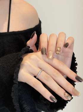 AuraNail【伯爵摩卡】纯手工穿戴甲2026新款高级感中性风猫眼美甲