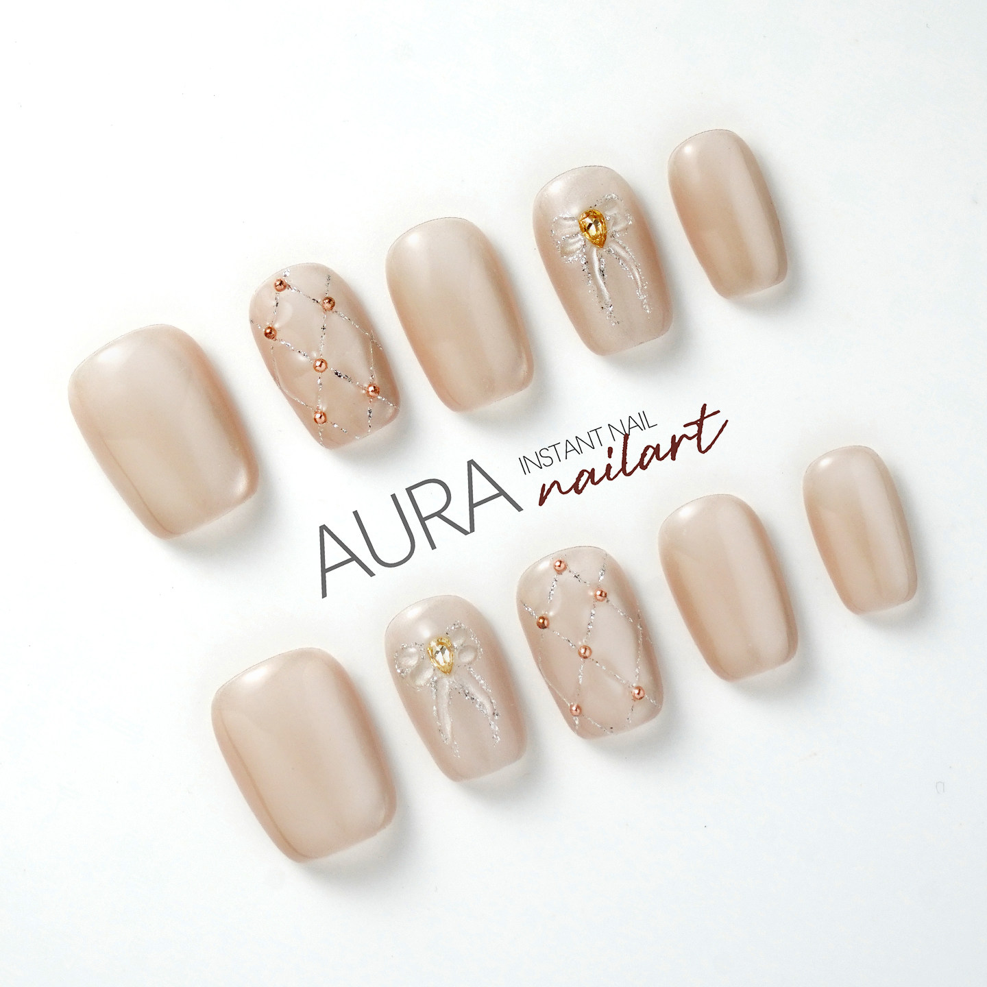 AuraNail【在逃公主】纯手工穿戴甲2026miu系蝴蝶结气质温柔猫眼,彩妆/香水/美妆工具,穿戴甲/甲片,淘宝优惠券,粉丝福利购,淘宝优惠卷