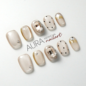 AuraNail 高级感 猫眼波点闪钻短款 天鹅湖 纯手工穿戴甲2026新款