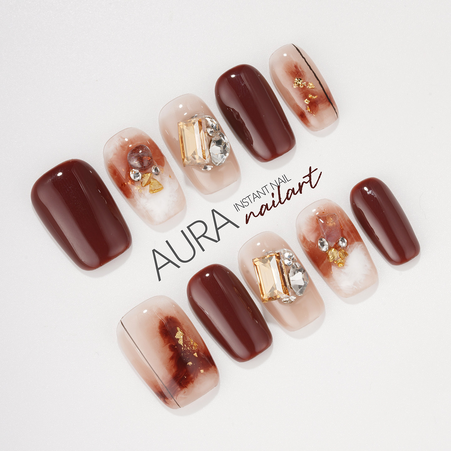 AuraNail【潘多拉】纯手工穿戴甲2026美拉德轻奢高级感秋冬显白,彩妆/香水/美妆工具,穿戴甲/甲片,淘宝优惠券,粉丝福利购,淘宝优惠卷