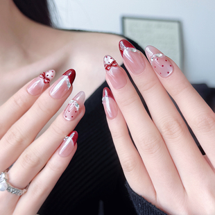 高级波点蝴蝶结猫眼 纯手工穿戴甲2025中长款 AuraNail 缪斯帷幔