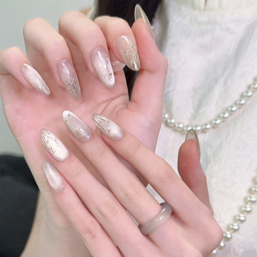 AuraNail纯手工穿戴甲国风清透