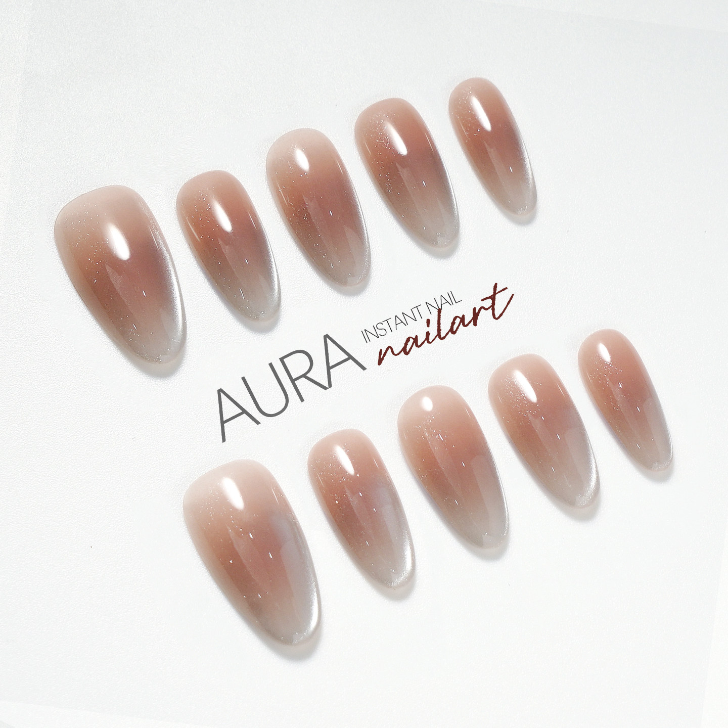 AuraNail【元气少女】纯手工穿戴甲高级长款法式粉蓝渐变细闪猫眼,彩妆/香水/美妆工具,穿戴甲/甲片,淘宝优惠券,粉丝福利购,淘宝优惠卷