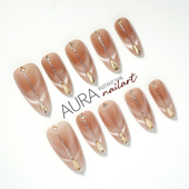 AuraNail 虾线气质猫眼 法式 月光女神 纯手工穿戴甲高级感中长款