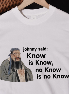 no know is no know 趣味搞笑英文论语短袖t恤纯棉大码体恤衫男女