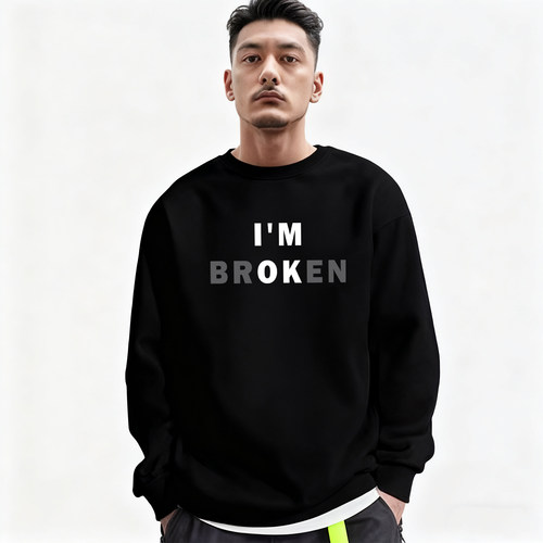 I'mBROKEN美式字母印花卫衣