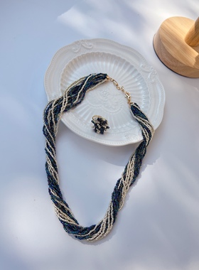 弋朵手作日本进口古董琉璃珠多层项链个性定制女