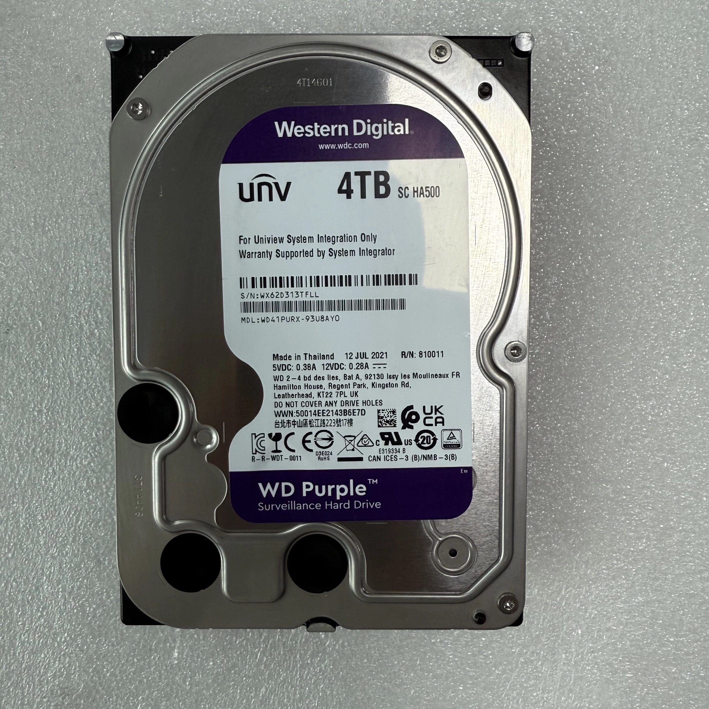 WD/西部数据 WD41PURX 4TB紫盘 监控硬盘NAS 录像存储3.5寸SATA
