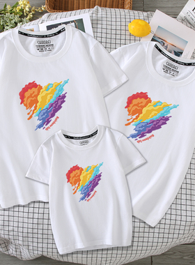 亲子装夏装一家三口四口不一样的母子母女装短袖T恤幼儿园服班服