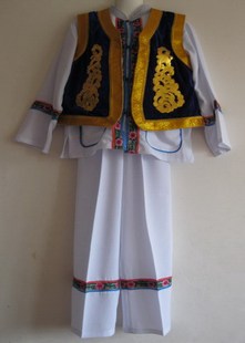 云南少数民族大理白族男装/葫芦丝表演演奏服饰/舞蹈演出舞台服装