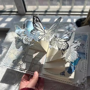 蝴蝶立体书贺卡材料包自制手工diy新年礼物送女朋友生日礼物女生
