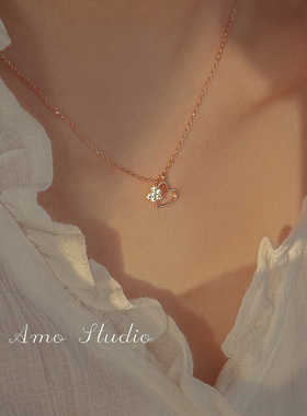 925纯银爱心项链女轻奢小众设计