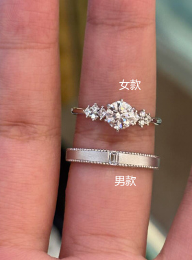莫桑钻情侣对戒指男女款小众设计