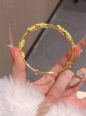 繁花似锦黄金色手镯新中式古风女