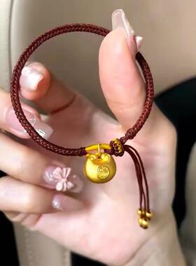 小胖福吊坠足银手链女时尚古法金