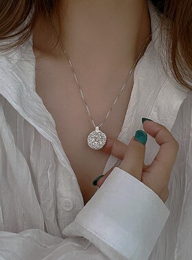 925纯银圆牌项链高级感毛衣链