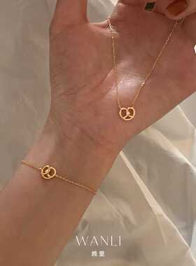 轻奢小众简约碱水面包手链项链女