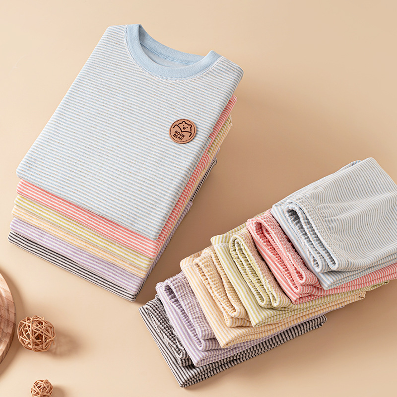 儿童家居服套装德绒打底保暖内衣男宝宝女童加绒小孩无痕秋冬睡衣