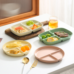 陶瓷分格餐盘一人食211减脂分餐盘儿童餐具大人定量家用三格早餐