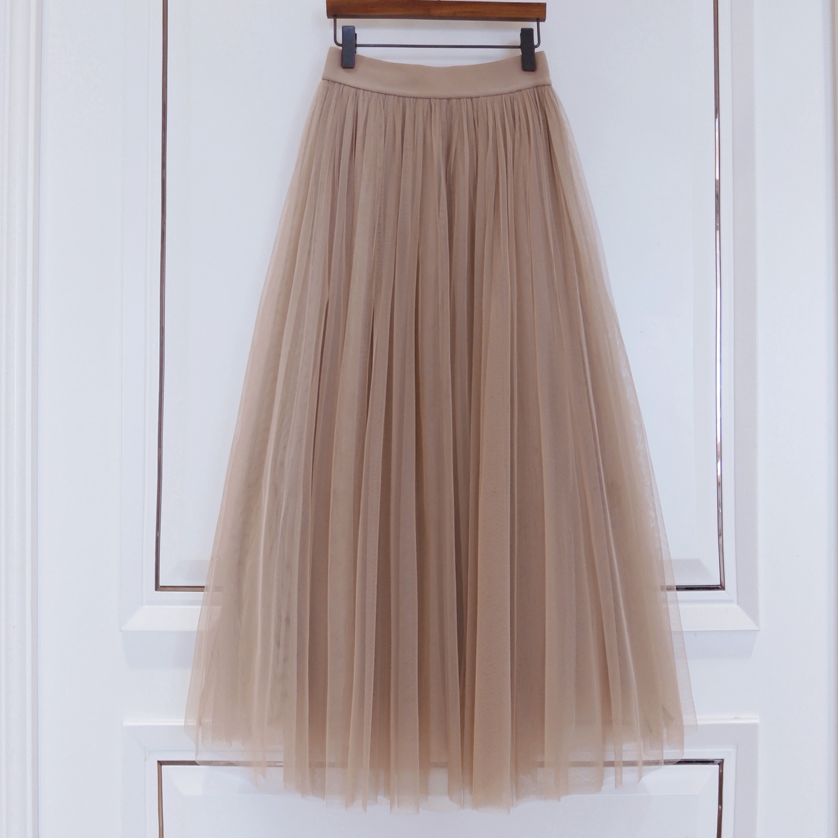 奶咖色氛围感纱裙半身裙女高腰蓬蓬裙半裙冬裙2025秋冬季长款长裙