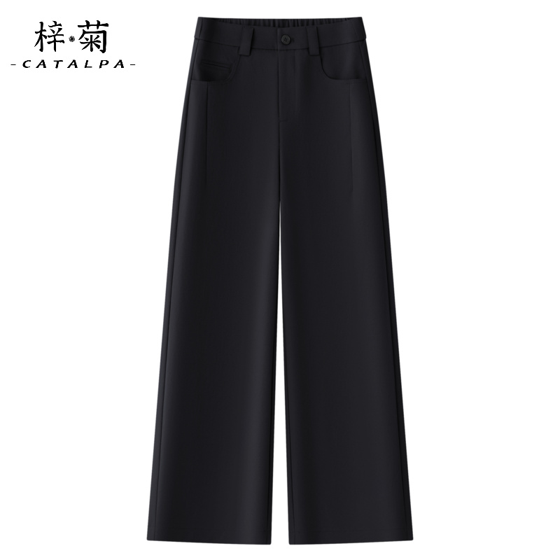 黑色西装阔腿裤女2025新款秋季高腰显瘦宽松垂感休闲九分直筒裤子