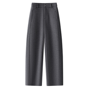 高腰宽松显瘦小个子垂感哈伦裤 深灰色弯刀裤 休闲裤 秋季 女2025新款