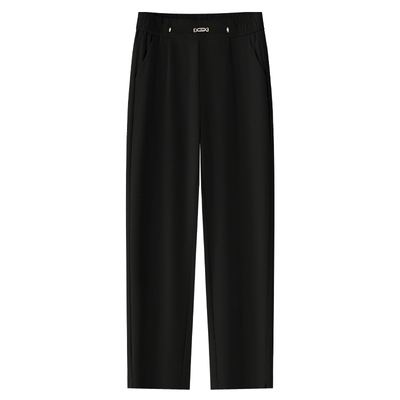 黑色休闲哈伦裤女2025新款夏季薄款高腰宽松显瘦小个子九分弯刀裤