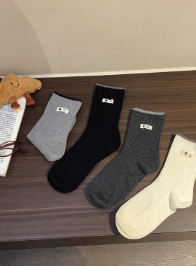 弹力舒适韩系简约爱心中筒袜棉袜
