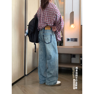 2024秋装 学生校园长裤 新款 休闲裤 青少年窄版 女大童复古直筒牛仔裤