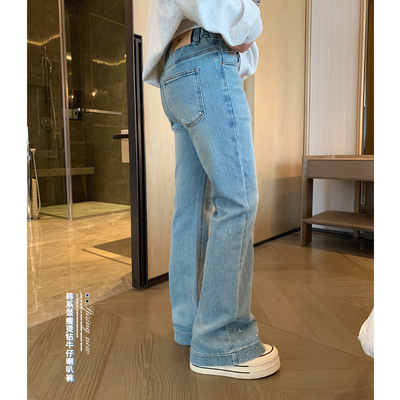 弹力显瘦重工闪钻牛仔喇叭裤