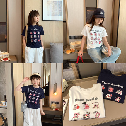 女大童卡通小版短袖2025夏季新款青少年韩版正肩T恤学生甜系上衣