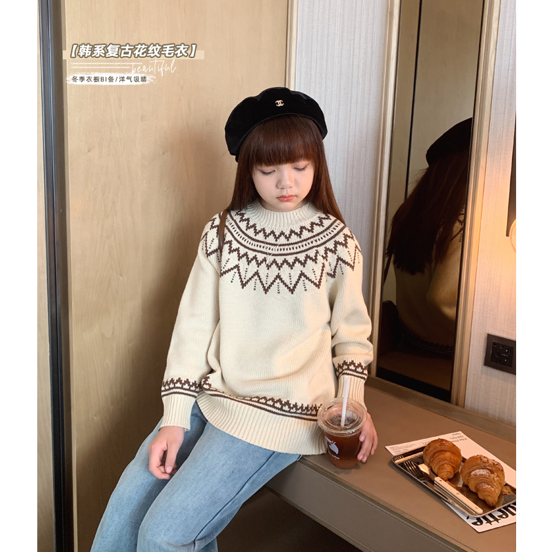 韩版复古慵懒感套头针织毛衣
