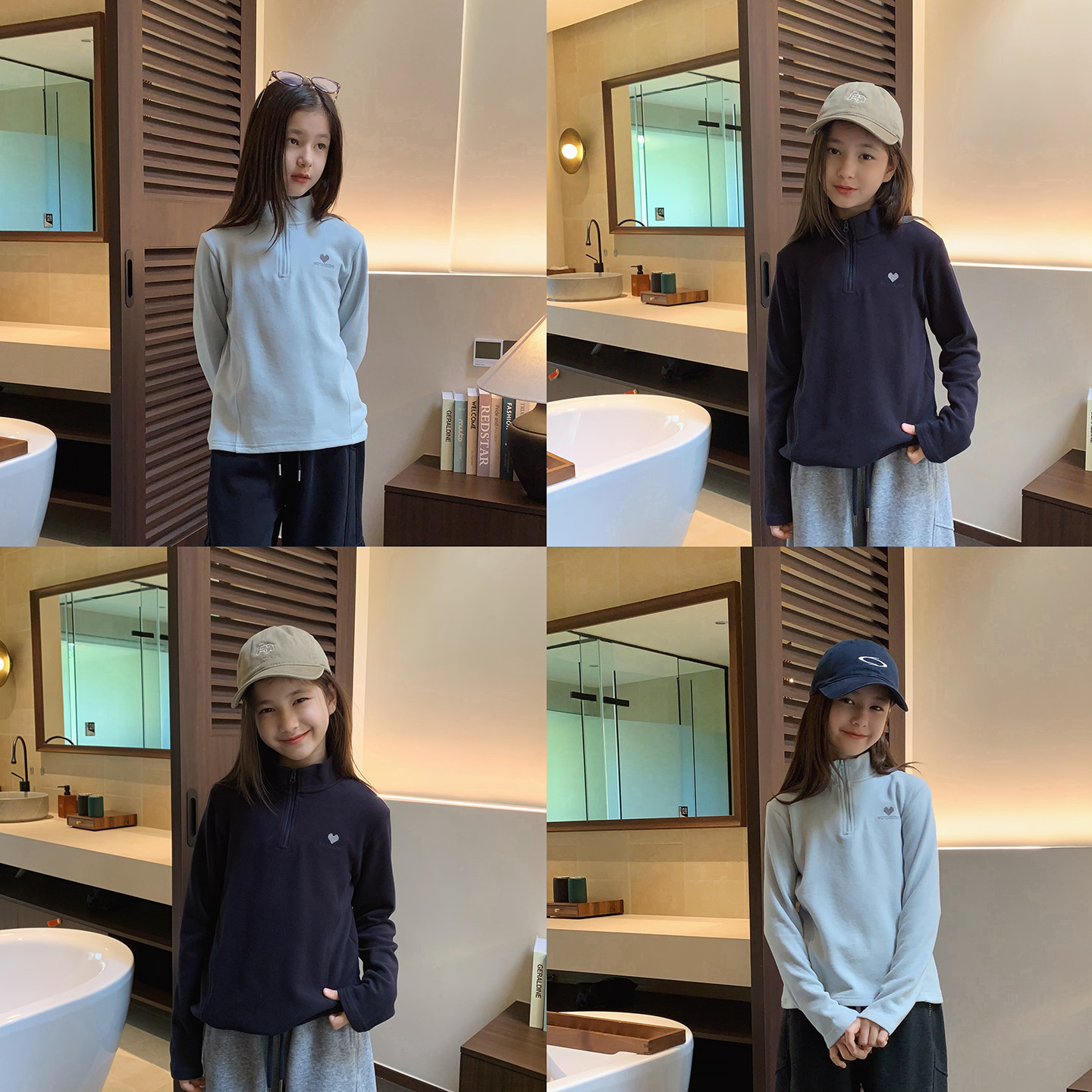 女大童暖绒立领T恤2026冬季新款青少年保暖校服神器初中生打底衫