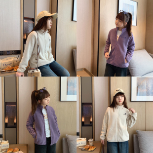 青少年保暖校服神器学生加绒开衫 新款 女大童软糯毛绒外套2025冬季