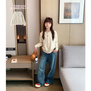 慵懒针织衫 女大童休闲开衫 青少年韩版 新款 中学生毛衣外套 2024秋装