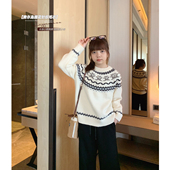 女大童圆领费尔岛毛衣2025冬装 少女复古线衫 新款 初中生保暖针织衫