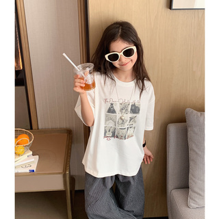 女大童九宫格潮范T恤2026夏季新款青少年休闲宽松大版短袖学生潮T