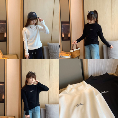 加厚双面绒半高领打底衫T恤