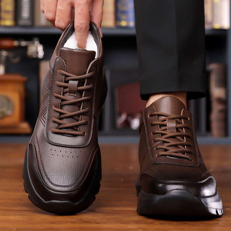 男士真皮高帮棉鞋冬款羊毛加绒潮