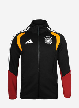 英伦绿茵阿迪达斯2026世界杯德国球员版连帽长袖夹克外套JZ4581