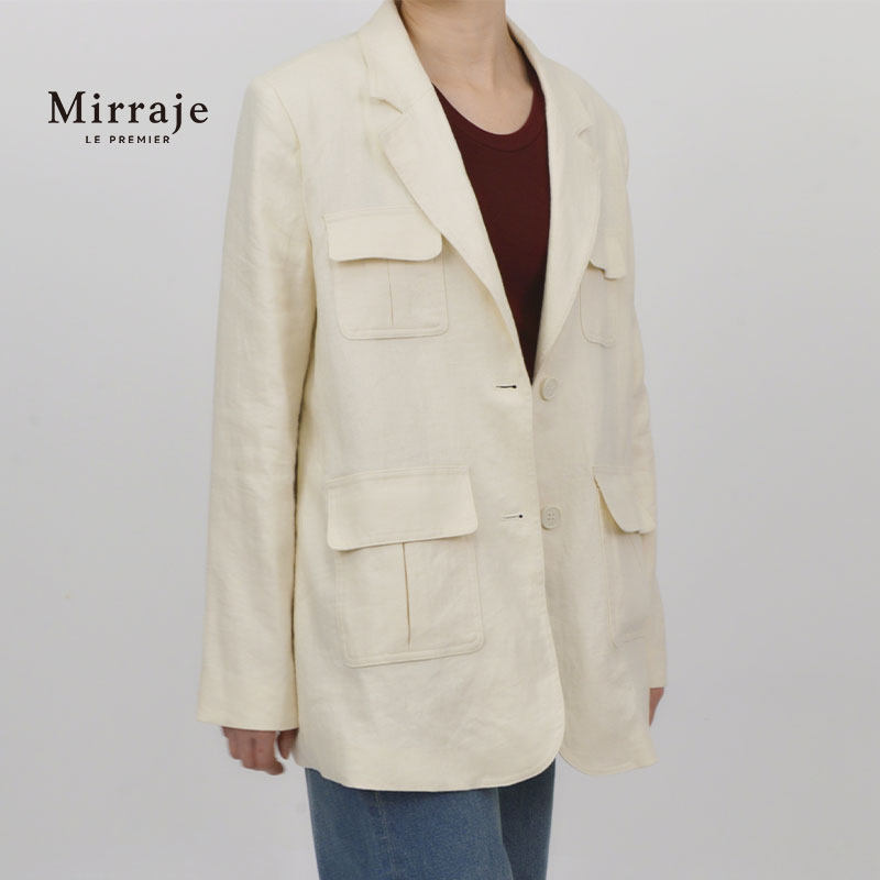 Mirraje早春亚麻休闲西装外套
