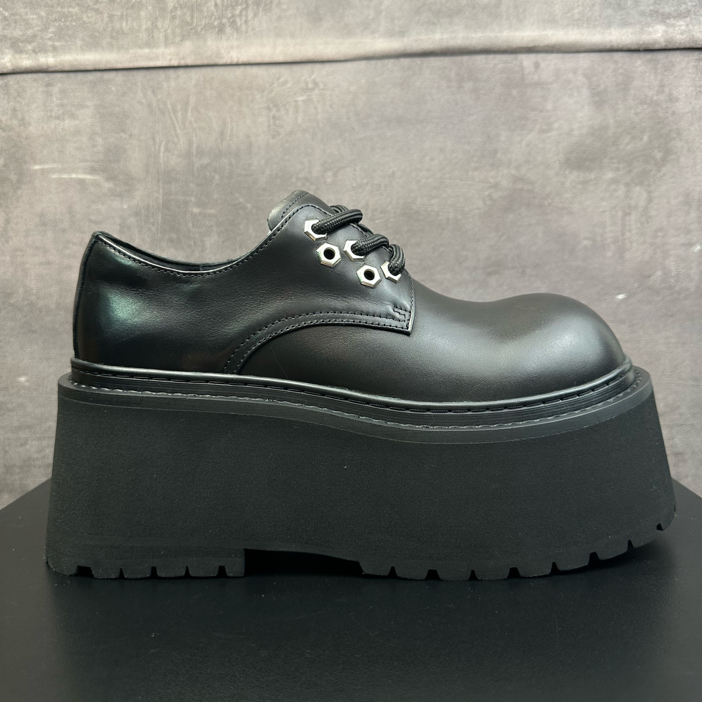 街拍设计款增高10CM走秀款松糕鞋男士潮流欧美小众德比鞋休闲皮鞋