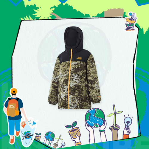 李宁正品男大童宽松连帽羽绒服