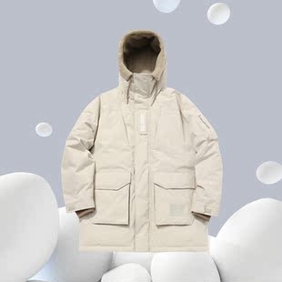 李宁羽绒服BADFIVE长安少年男新款宽松白鸭绒轻暖中羽绒服AYMQ561