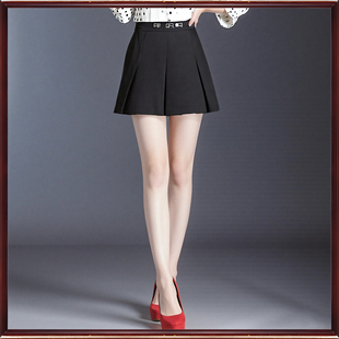 专柜朗斯莉秋冬断码折扣黑色含绵羊毛显瘦百褶半身A字短裙女082