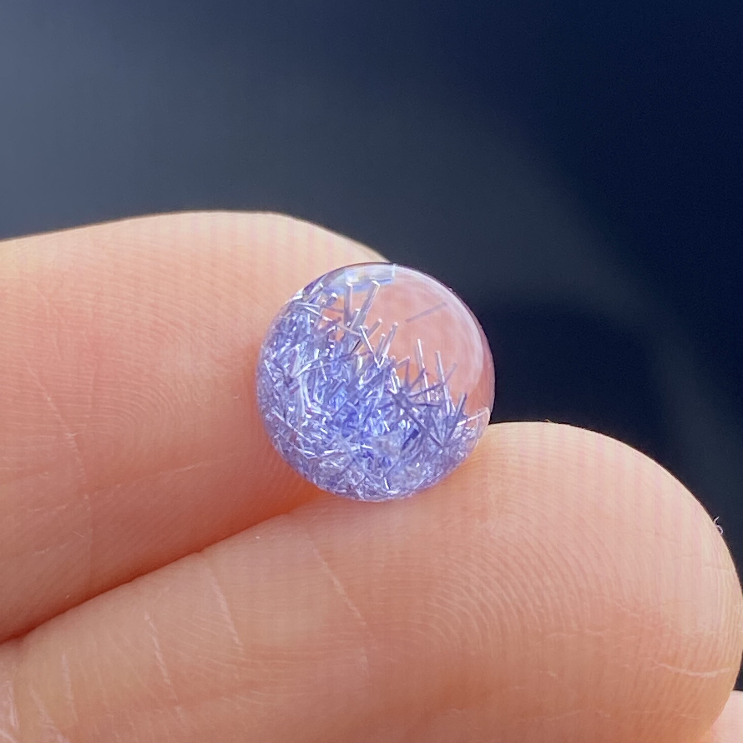 天然水晶蓝发晶吊坠圆珠DIY蓝线石单珠饰品配珠可做戒指8mm